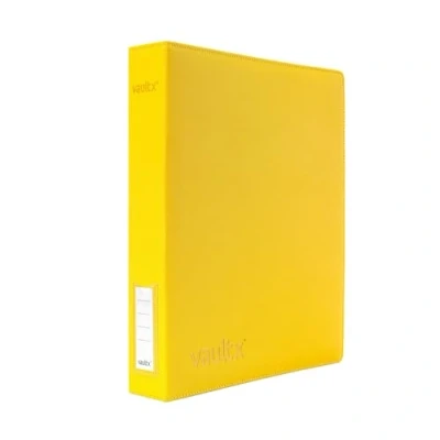 Image of Vault X Premium Exo Tec 3 Ring TCG Binder for 9 Pocket Trading Card Pages 30+ Page Capacity Easy Open D Clip CCG Photo Cards (Slim, Yellow)