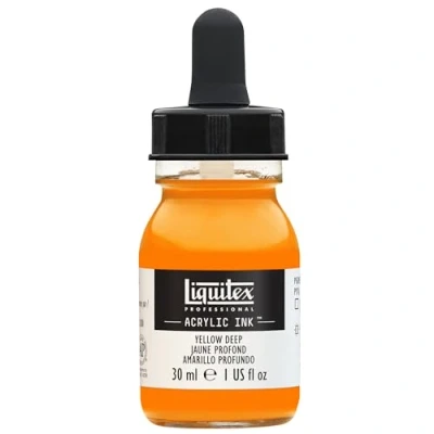Image of LIQUITEX 4260295 Liquid Professional Acrylic Paints Ink, 30 ml, Highly Pigmented Airbrush Paint, Dark Yellow