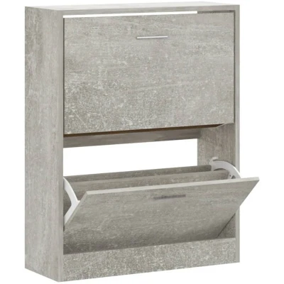Image of vidaXL Shoe Cabinet Concrete Grey 63x24x81 cm Engineered Wood