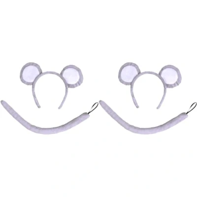 Image of Bristol Novelty DS157 Ears and Tail Mouse Costume Set, Unisex Child, Grey, One Size