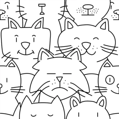 Image of Oh My Cat Pattern Porcelain Wall and Floor Tile 250mm x Single Tile.