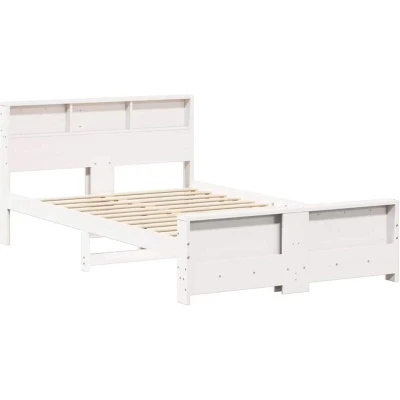 Image of vidaXL Bed Frame with Headboard White 120 x 200 cm Solid pine wood