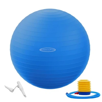 Image of BalanceFrom Anti Burst and Slip Resistant Exercise Ball Yoga Fitness Birthing with Quick Pump, 2,000 Pound Capacity, Blue, 48 55cm, M