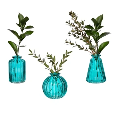 Image of Sass &amp; Belle Turquoise Glass Bud Vases Set Of 3