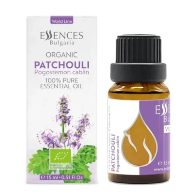 Image of Essences Bulgaria Organic Patchouli Essential Oil 15ml Pogostemon cablin 100% Pure Natural Undiluted Therapeutic Grade for Aromatherapy Diffuser Sauna DIY Perfume Soap and Candle Making