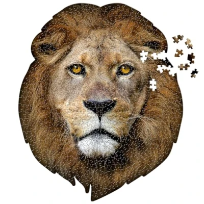 Image of Madd Capp Animal Shaped 550 Piece Jigsaw Puzzle I Am Lion, Wolf or Tiger (Lion)