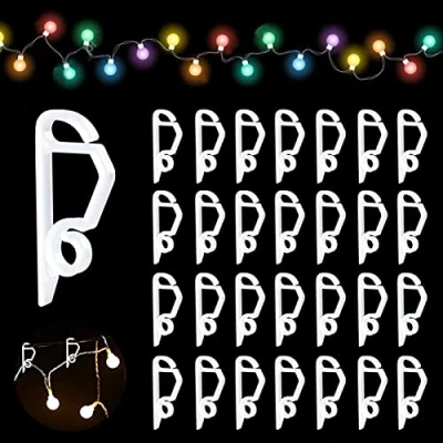 Image of 100PCS Gutter Hanging Hooks, Hooks for Outdoor Lights, Christmas Lights Clips, Securing String Ideal Cluster Icicle