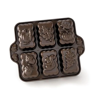 Image of Nordic Ware Harvest Mini Loaf Pan, Bronze, 11.38 x 9 1.88 inches, Brown