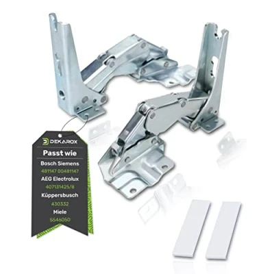 Image of DEKAROX Door hinge set for Bosch Siemens 481147 00481147 Electrolux AEG 4071314258 Küppersbusch 430332 Miele 5546050 Fridge Freezer