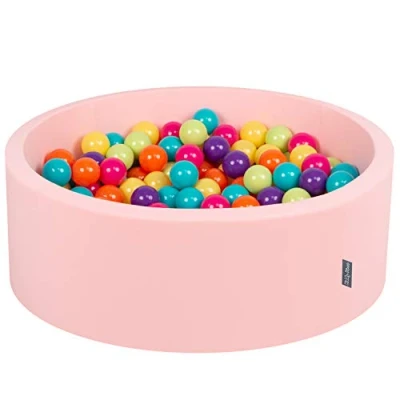 Image of KiddyMoon 90X30cm/200 Balls ∅ 7Cm / 2.75In Baby Foam Ball Pit Made In EU, Pink:L.Green/Yellow/Turquoise/Orange/D.Pink/Purple