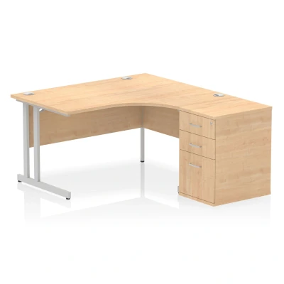 Image of Impulse 1400 RH Crescent Desk Cantilever Maple/Silver 600 Hi Ped