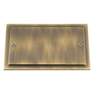 Image of Electrical Blanking Plate Double 2 Gang Victorian Antique Brass
