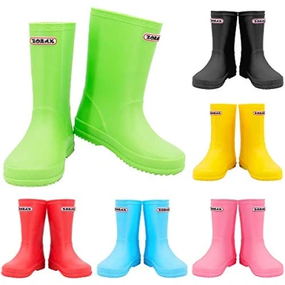 Image of Zorax UK10 Kids EU28 Green Girls Boys Waterproof Non Slip Motorbike Rain Boots Shoes Wellies Unisex Children Wellington