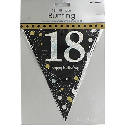 Image of (PKT) Adult Gold 18th Celebration Plastic Pennant Bunting