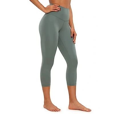 Image of CRZ Yoga Butterluxe 21&#039;&#039; High Waisted Capri Workout Leggings for Women Lounge Buttery Soft Pants Grey Sage 14
