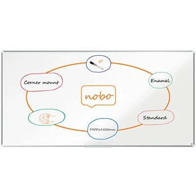 Image of Nobo Premium Plus Enamel Magnetic Whiteboard 2400x1200mm, Aluminium Trim, EU Ecolabel Certified, 1915151