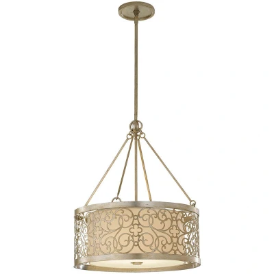 Image of Arabesque 4 Light Cylindrical Ceiling Pendant Silver Leaf, E27