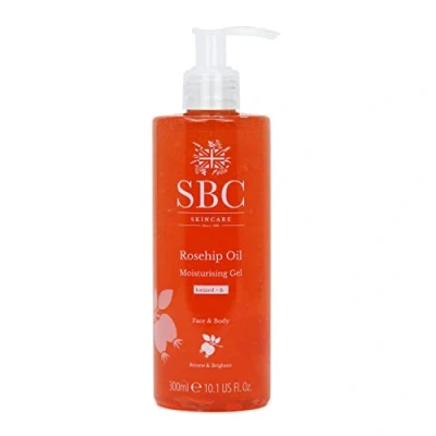Image of SBC Skincare Rosehip Oil Moisturising Gel 300ml, Anti Ageing Face and Body Moisturiser With Vitamins A, C E, Hydrates Brightens