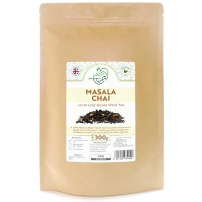 Image of Masala Chai Premium Assam Black Tea With Spices Cardamom &amp; Cinnamon Cloves Ginger Peppercorn (300g)