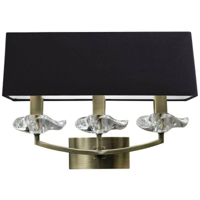 Image of Akira Wall Lamp Switched 3 Light E14, Antique Brass With Black Shade