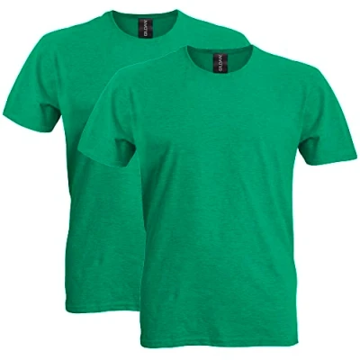 Image of Gildan Men&#039;s Fitted Cotton T Shirt, 2 Pack, Heather Irish Green, S