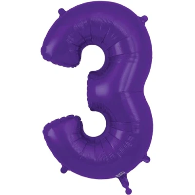 Image of 34&quot; Purple Number 3 Foil Balloon