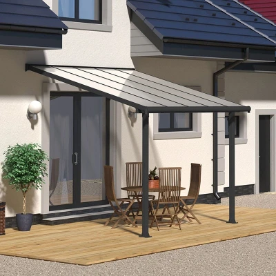 Image of 10x10 Palram Canopia Olympia Grey Patio Cover With Clear Panels