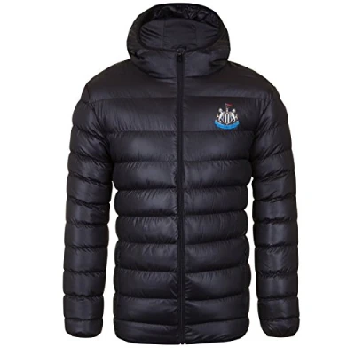 Image of Newcastle United FC Official Football Gift Mens Quilted Hooded Winter Jacket Med