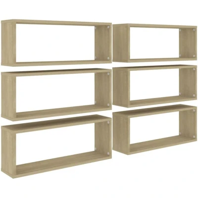 Image of vidaXL Wall Cube Shelf 6 pcs Sonoma Oak 60x15x23 cm Engineered Wood