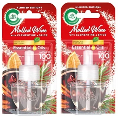 Image of Air Wick Plug in Diffuser Refill, Mulled Wine, Pack 2 x 19ml, Long Lasting Fragrance, Lasts up to 200 days, freshener