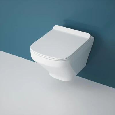 Image of Durovin Bathrooms Compact Wall Hung Toilet D Shape Rimless Technology Include WC Pan with Quick Release Soft Close Seat