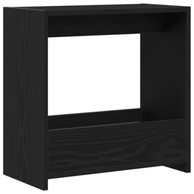 Image of vidaXL black oak rectangular end table engineered wood with matte finish and open shelf