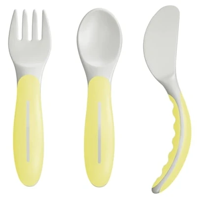 Image of MAM Baby&#039;s Cutlery ZEDMM331N Set with Fork, Spoon and Knife, 6+ Months, Green