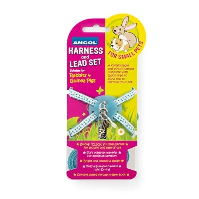 Image of Ancol Rabbit Harness &amp; lead set Blue Polka