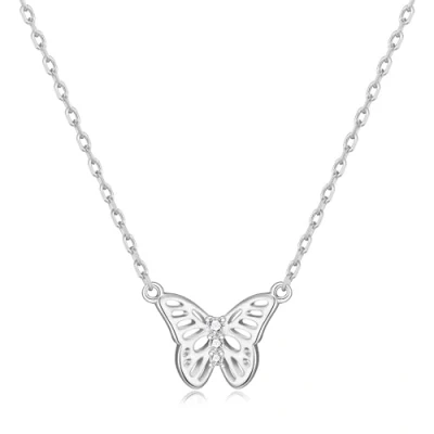 Image of Philip Jones Silver Plated Butterfly Necklace Created with Zircondia® Crystals