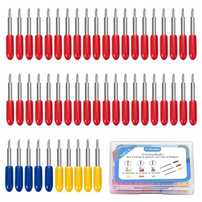 Image of STREWEEK 50PCS Fine Point Blades, Cutting Blades for Cricut Maker Explore Air 2/Air 3, Including 5PCS 30 Shallow Replacement 40PCS 45 Standard and 60 Deep