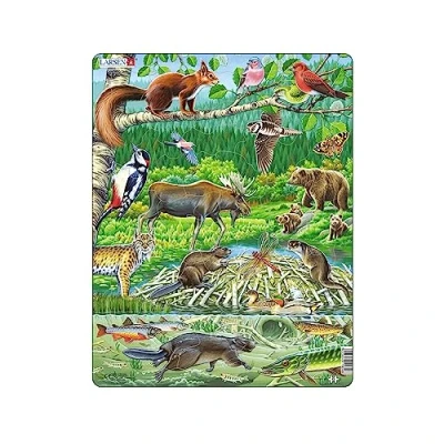 Image of Larsen FH15 a Summer Day in Nordic Forest Jigsaw Puzzle for Children Ages 4 and Up 45 Pieces Educational &amp; Fun Boys Girls Boxless Tray Frame Included