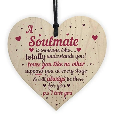 Image of RED OCEAN My Soulmate I Love You Wooden Heart Plaque Anniversary Birthday Gifts For Him Her