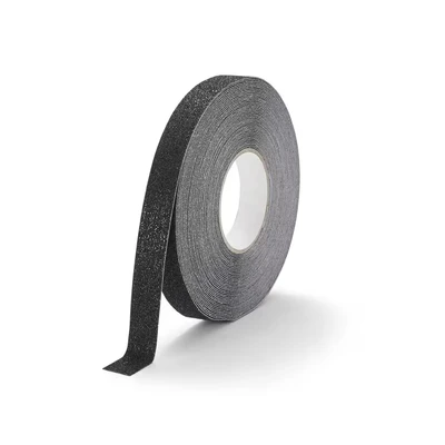 Image of Durable DURALINE GRIP+ Non Slip Floor Tape Self Adhesive Marking with 25mm Thickness and 15 Metres in Length Ideal for Stairs, Ramps, etc. Granulated Surface Black