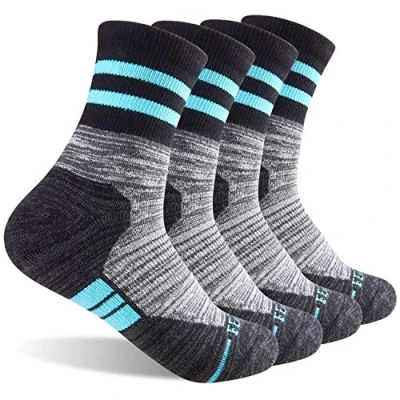 Image of FEIDEER Women&#039;s Hiking Walking Socks, 4 Pack Outdoor Recreation Socks Wicking Cushion Crew Dark Gray, L