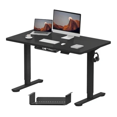 Image of FLEXISPOT Electric Height Adjustable Standing Desk 120 * 60cm Sit Stand Up with Cable Tray Backpack Hook Memory Smart Pannel EF1 Series(Black Frame+Black Desktop)