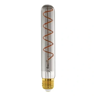 Image of EGLO Dimmable E27 LED tube, vintage spiral filament light bulb, Edison lamp for retro lighting, smoked glass, 4 watt, 50 lumen, warm white glow, 1700 Kelvin, T30, Ø 1.2&quot;