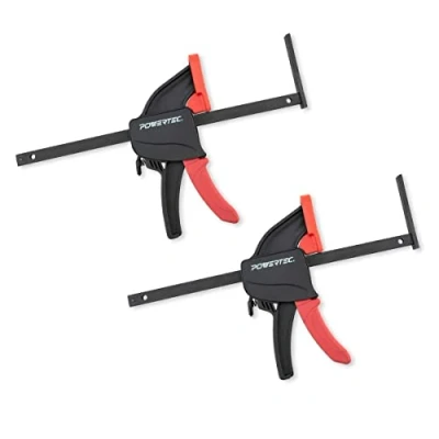 Image of POWERTEC 2 PK Tracksaw Track Guide Rail Clamp, 8 3/4 Inch Quick Release Clamps for Circular Saw System, Woodworking, 71423V