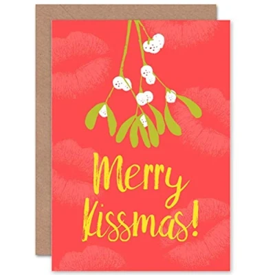 Image of Wee Blue Coo CARD CHRISTMAS XMAS MISTLETOE KISSMASS PUN