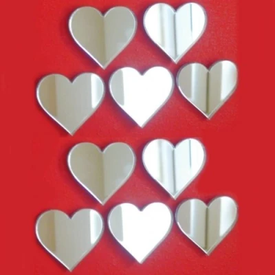 Image of Super Cool Creations Packs of 10 Heart Mirrors 5cm x 4cm