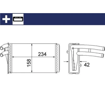 Image of 353121253AD, 353121253G, 353121253J, 357121253AB, 894819030 Heat Exchanger MAHLE ORIGINAL AH 54 000S with mounting parts AUDI: Cabriolet B4, 80 B3