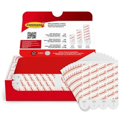 Image of Command Large Refill, Damage Free Hanging Wall Adhesive Strips for Indoor Hooks, No Tools Removable Christmas 20 White
