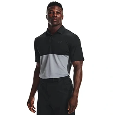 Image of Under Armour Mens Performance Blocked Golf Polo Shirt Black M