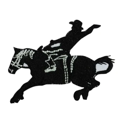 Image of Cowboy patch, horse riding rodeo groovy Patch Embroidered Iron on Sew Badge for Clothes etc. 8x6cm