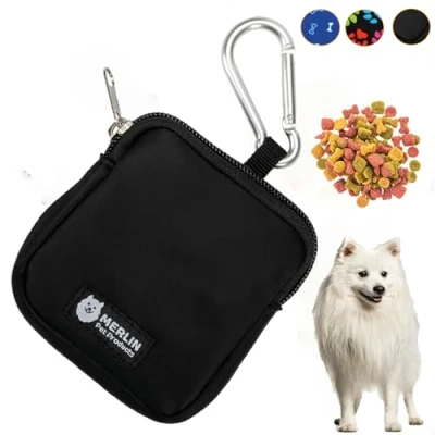 Image of Merlin Pet Products Small Dog Treat Bag, Training Pouch Pocket Size Travel Walking Walk Treats Pouch, Bag For Lead Treats, (Black)